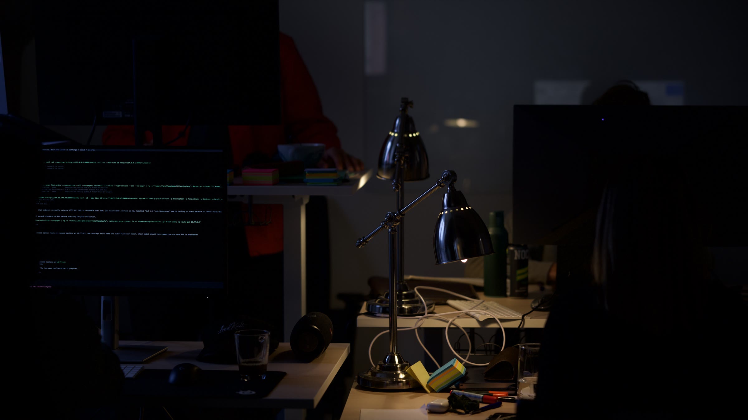 Workstations and desk lamps in Nordan’s office